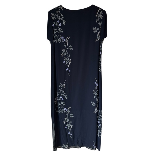 Donna Ricco Elegant Navy Blue Floral Maxi Dress Gown, 14 - Picture 7 of 15